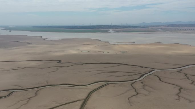 鄱阳湖枯水季干旱场景航拍