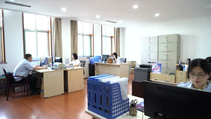 4K蓝色工装的 企业 办公 室内 大场景