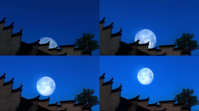 月亮慢慢升起 中秋背景视频