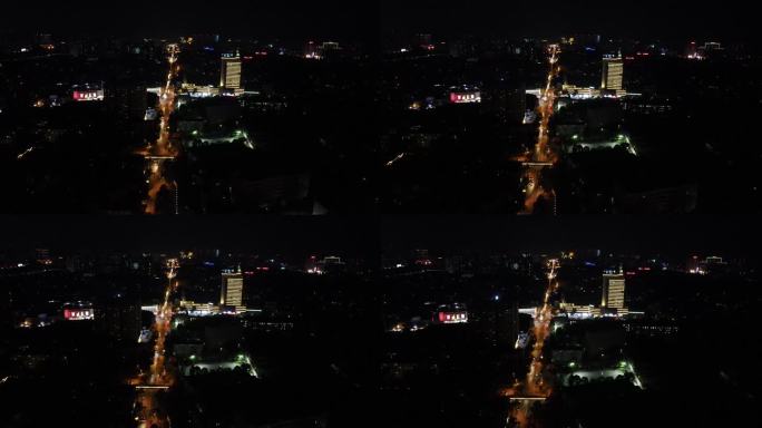 湖南益阳城市夜景交通航拍 (3)