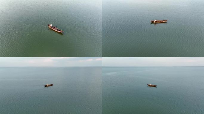 航拍南漪湖捕鱼船