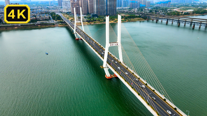 湘潭湘江三大桥湘潭市航拍4K