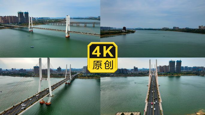 湘潭湘江三大桥湘潭市航拍4K