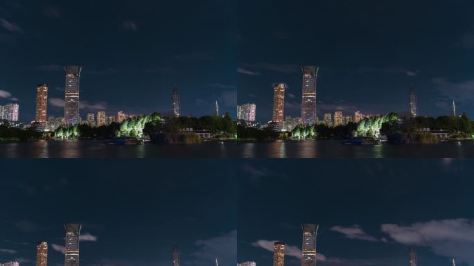 温州南塘公园建筑夜景延时