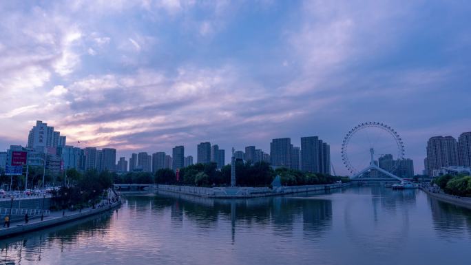 天津三岔河口日转夜延时