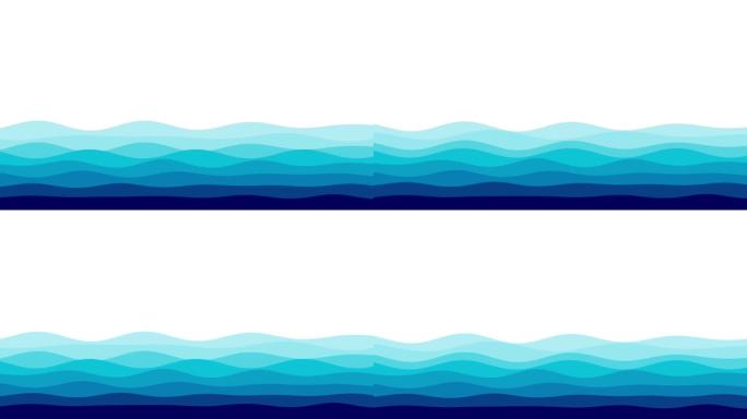 海浪是蓝色渐变的，平滑多彩的慢动作。柔和的波浪背景，用于美丽的概念设计作品