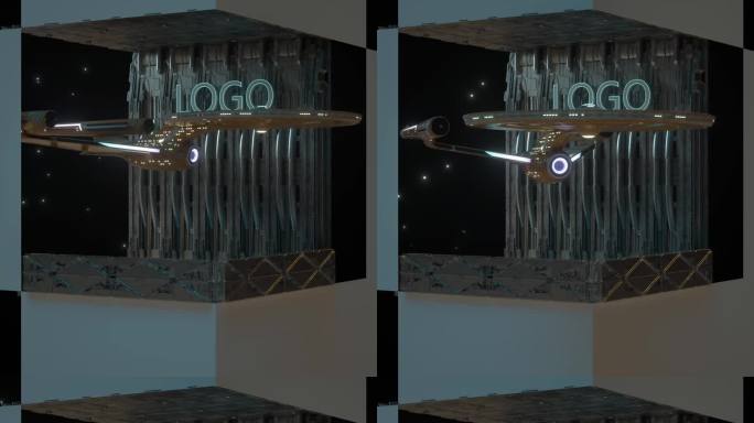 C4D飞船工程L屏户外屏3D