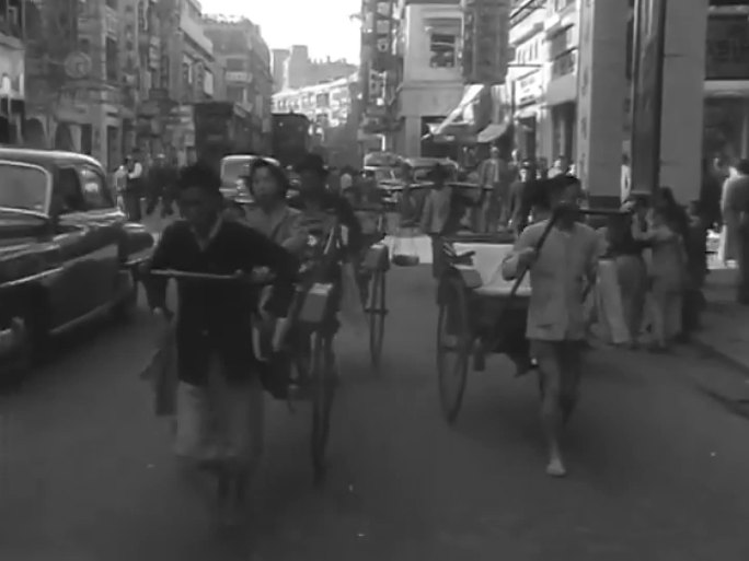 60年代香港街头 香港街市 黄包车