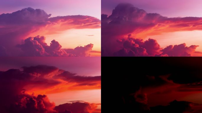4k延时：美丽的红色夕阳天空
