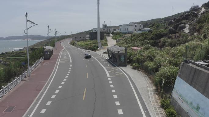 海滨公路 海边车 老车 灰度 4k