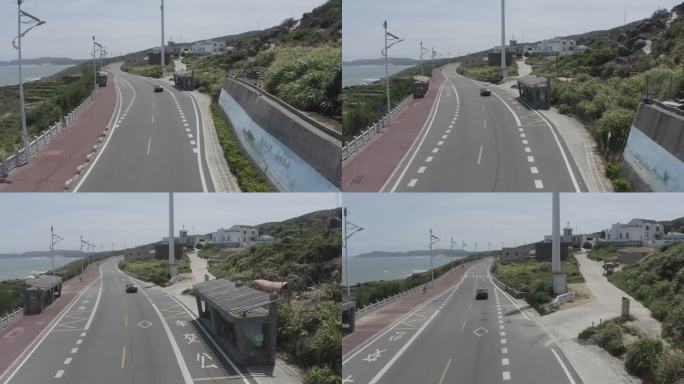 海滨公路 海边车 老车 灰度 4k