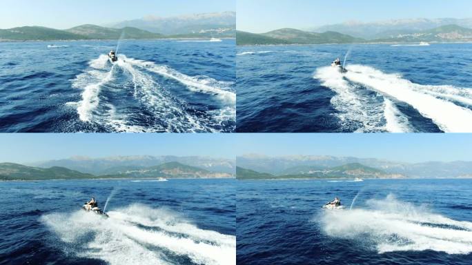 水上摩托艇比赛在海上股票视频