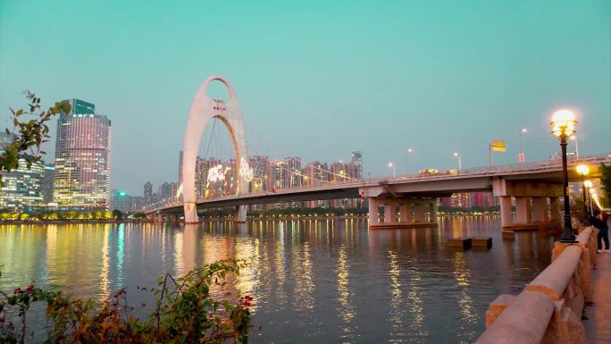 猎德大桥延时摄影 广州城市风光