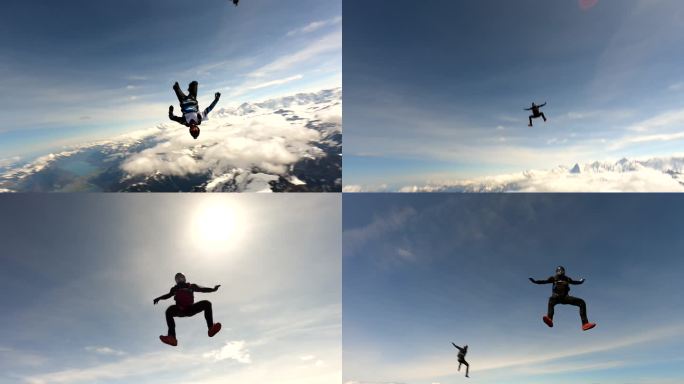 跳伞者翱翔于瑞士山景之上