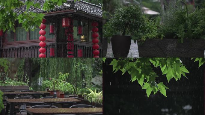 江南小镇古镇屋檐烟雨