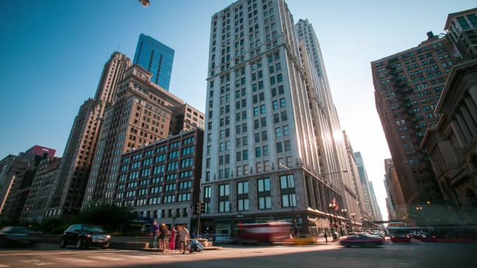 美国芝加哥街景延时摄影素材