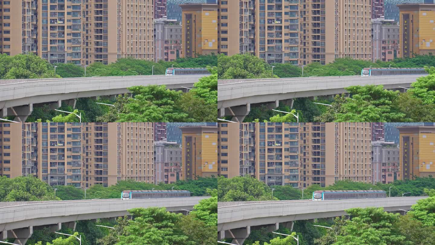 4K正版-城市轨道交通高架桥地铁列车