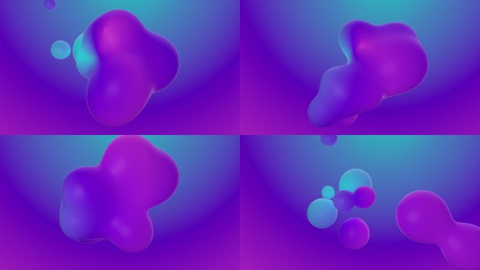 可爱的彩色3d背景。变形球体的现代循环动画