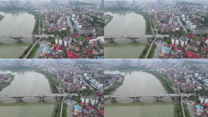 城市航拍湖南邵阳大桥交通 (2)
