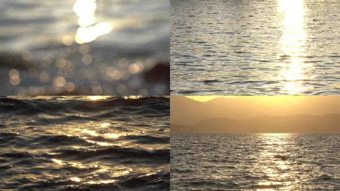 黄昏湖面波光粼粼视频素材