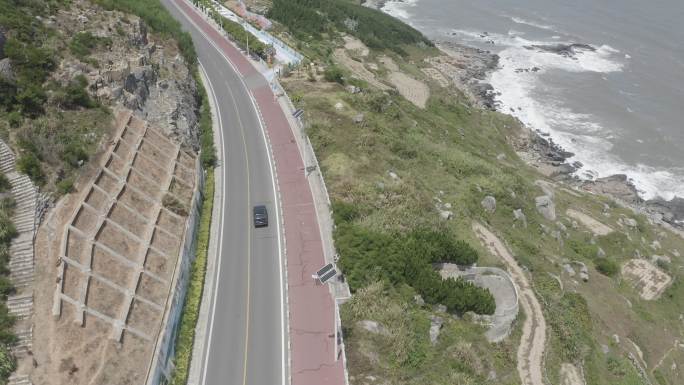 海滨公路 海边车 老车 灰度 4k