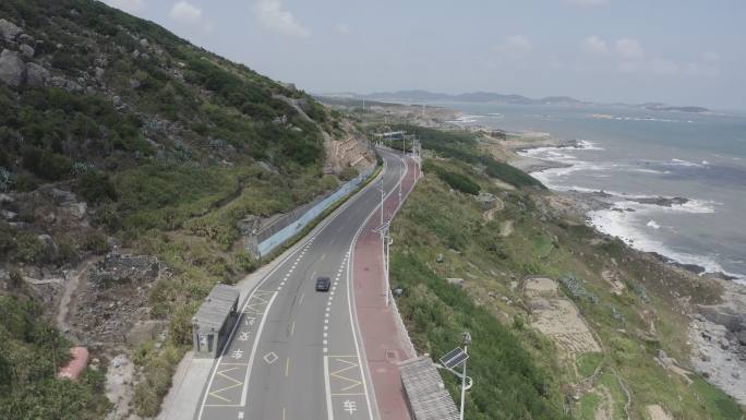 海滨公路 海边车 老车 灰度 4k