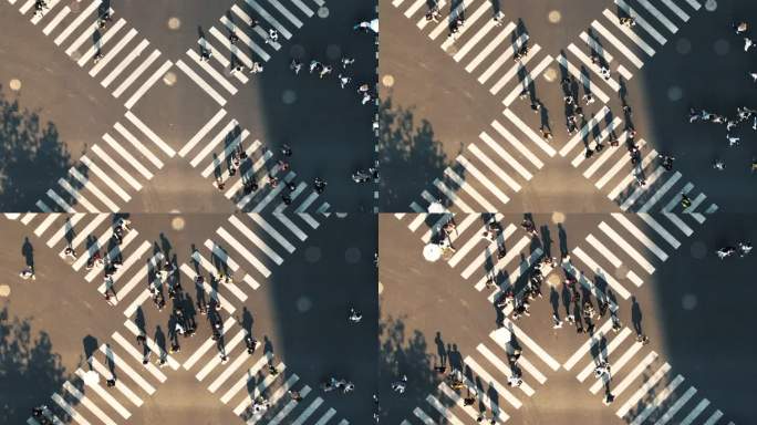 城市街道交叉的无人机视角