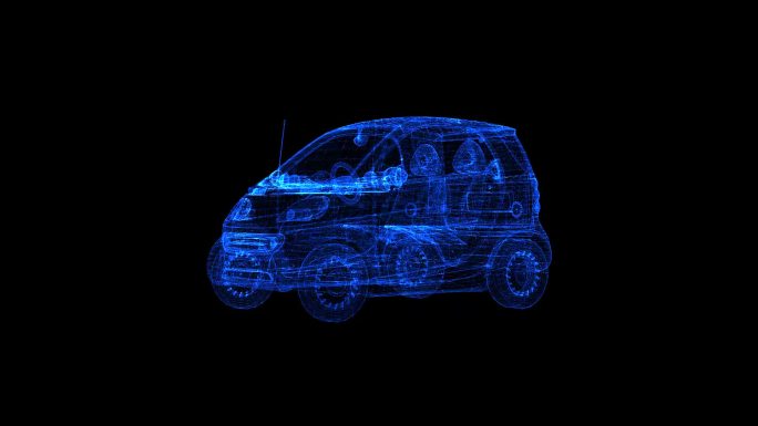 蓝色全息粒子投影科技迷你电动汽车带通道