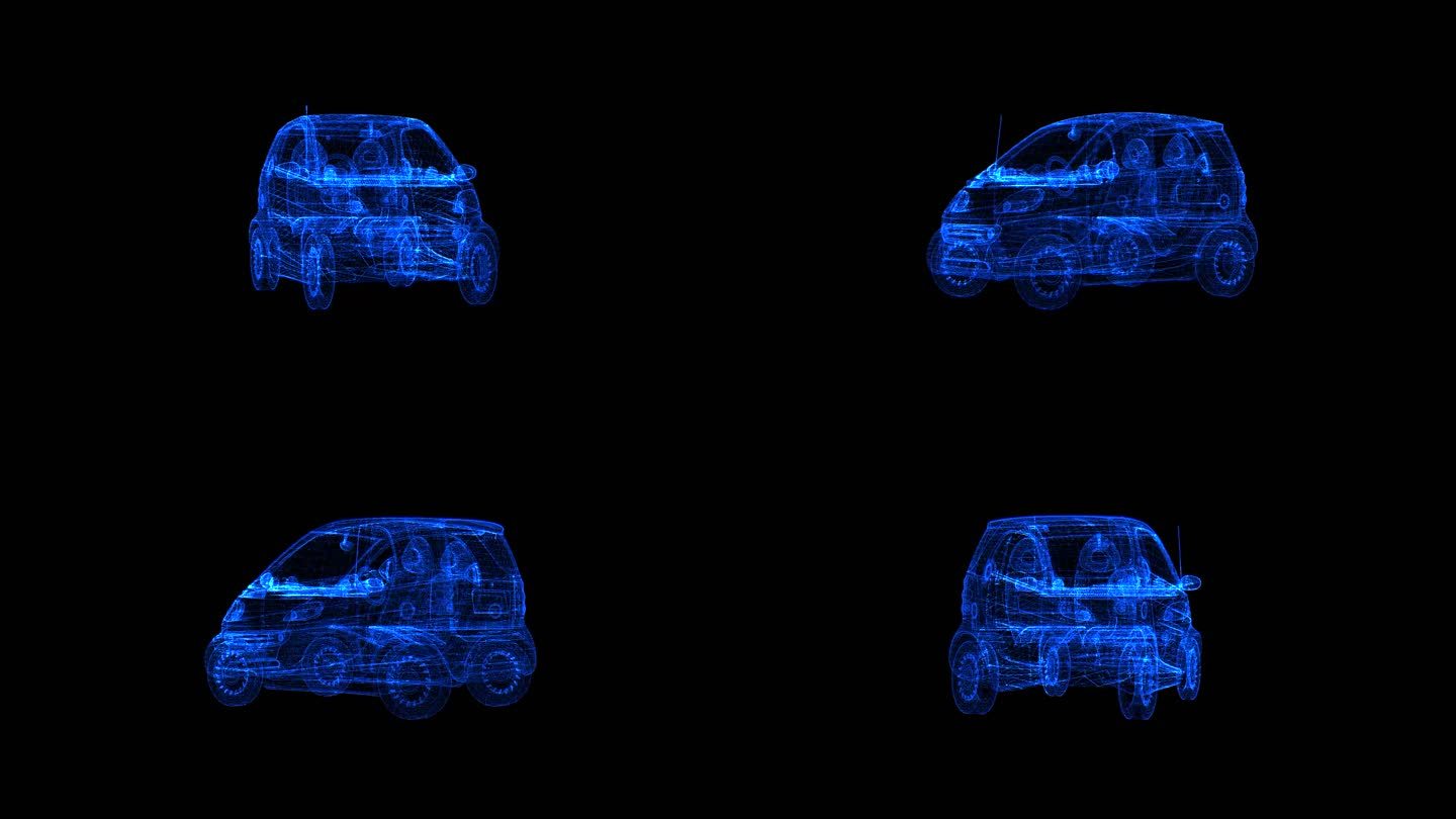 蓝色全息粒子投影科技迷你电动汽车带通道