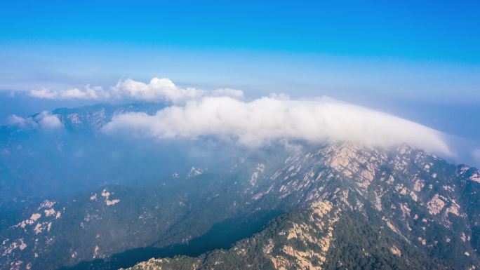 4K航拍延时临沂蒙山云蒙瀑布云风景