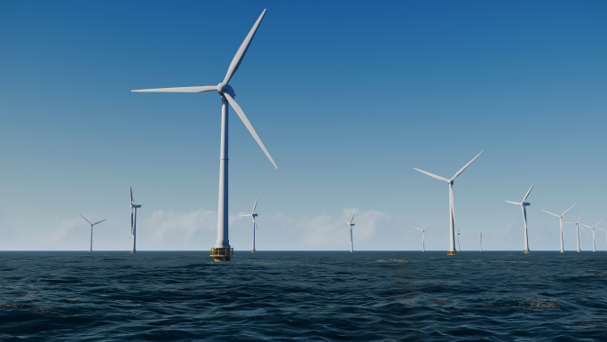 风车海上风力发电清洁能源海上风机潮汐电力