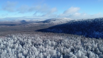 航拍大興安嶺林海雪原風光視頻素材