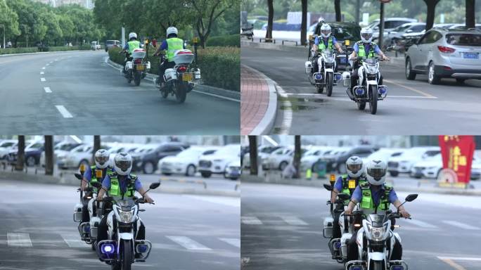 洛阳街道上骑摩托车执勤的城市管理员