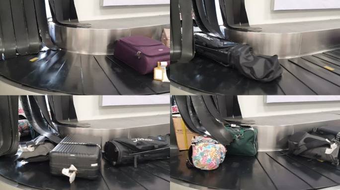 机场行李传送带上的行李