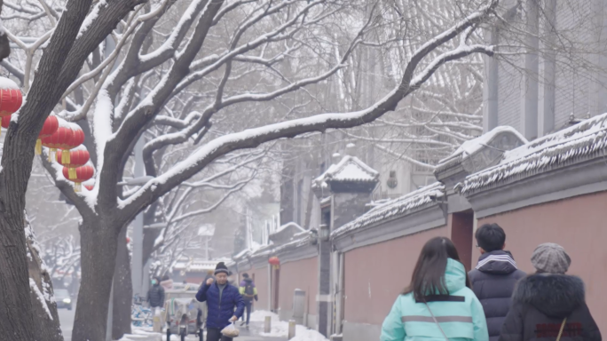 【升格】春节街头雪景素材