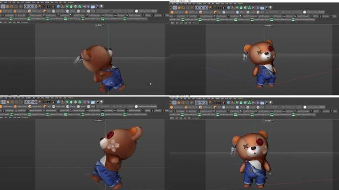 搞怪小熊C4D模型动作工程