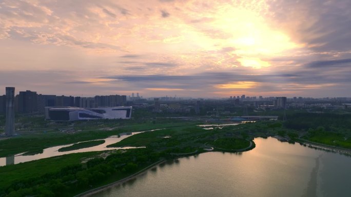 郑州中牟象湖生态湿地公园航拍