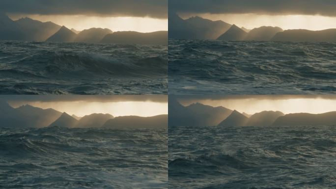 从船上俯瞰波涛汹涌的大海