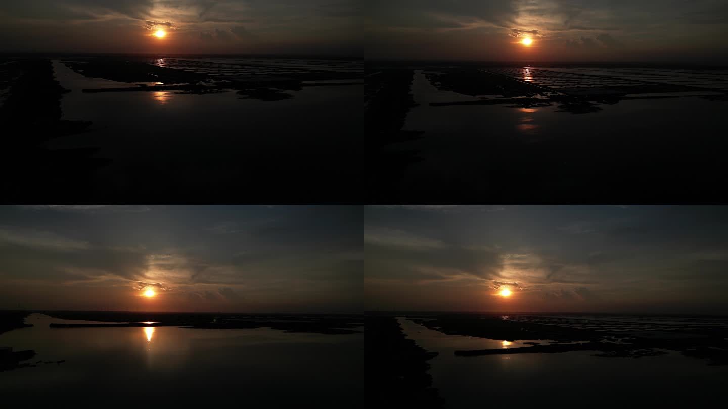 湿地夕阳航拍