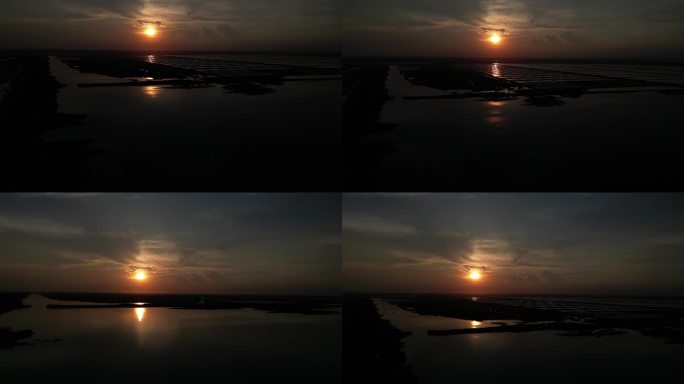 湿地夕阳航拍