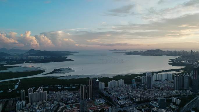 深圳南山区深圳湾日落