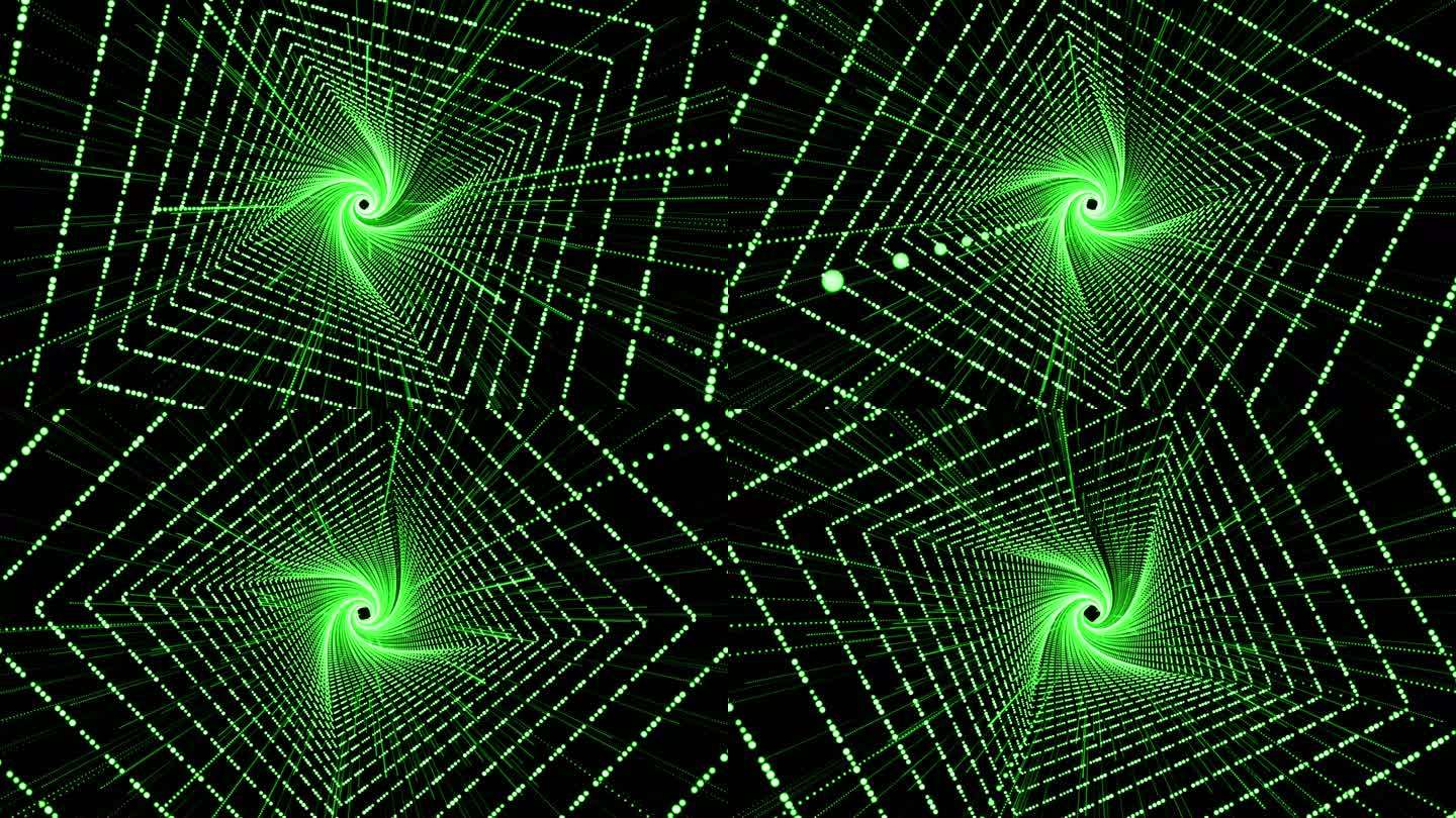 4K粒子正方形空间感穿梭绿色4