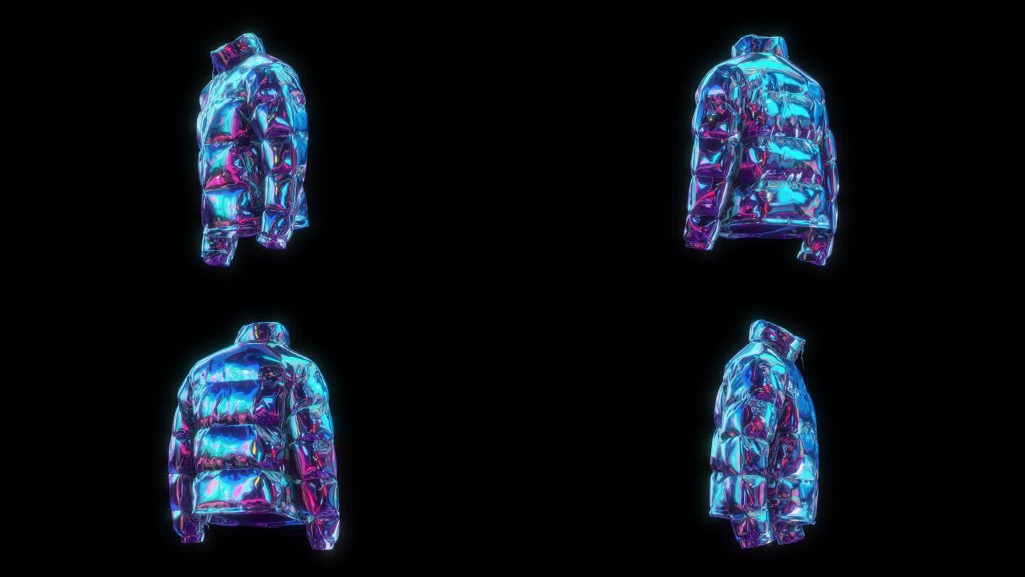 赛博朋克元宇宙羽绒服展示透明通道素材