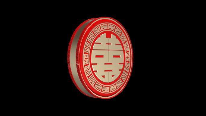 4K金色双喜LOGO斜旋转无缝循环带通道