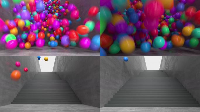 彩色球落楼梯三维动画