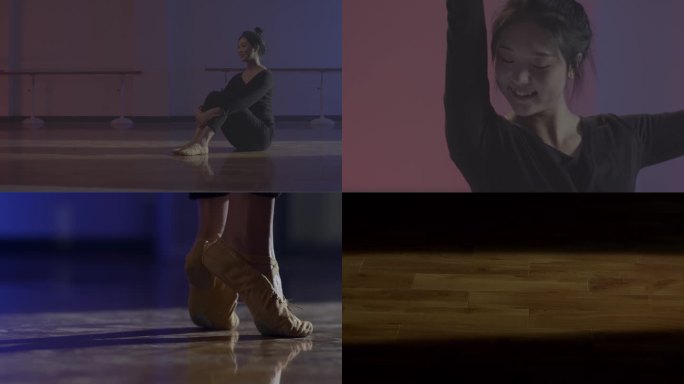 【4K】一组美女深夜舞蹈室练舞脚尖特写