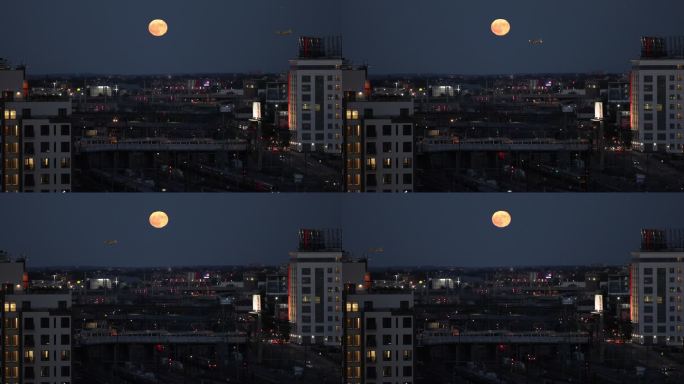 纽约市的满月月黑风高明月月光月球月圆夜