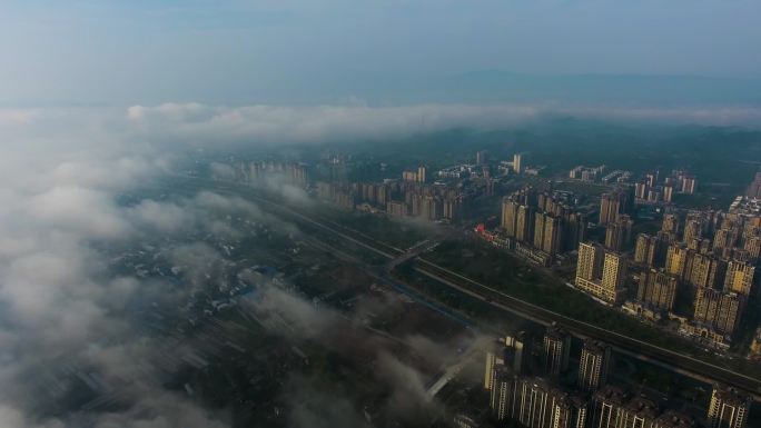 晨雾中的县城1080P