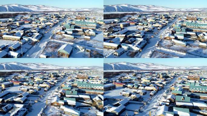 航拍全国惟一的俄罗斯族民族乡：恩和的雪景