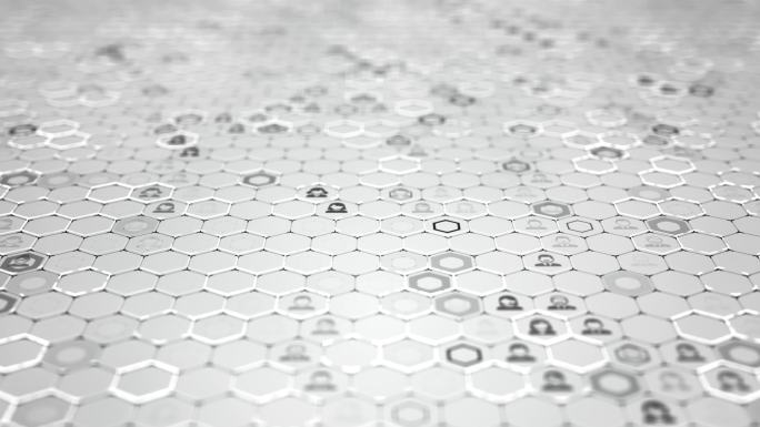 社交网络人物图标-六边形网格模式背景